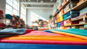 Vibrant poplin stoffen in a fabric store, beautifully displayed to showcase different colors and textures.