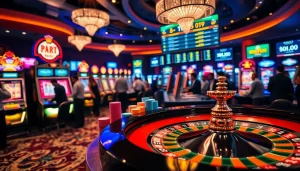 Intensely betting at okfun's vibrant casino table with colorful chips and digital odds.