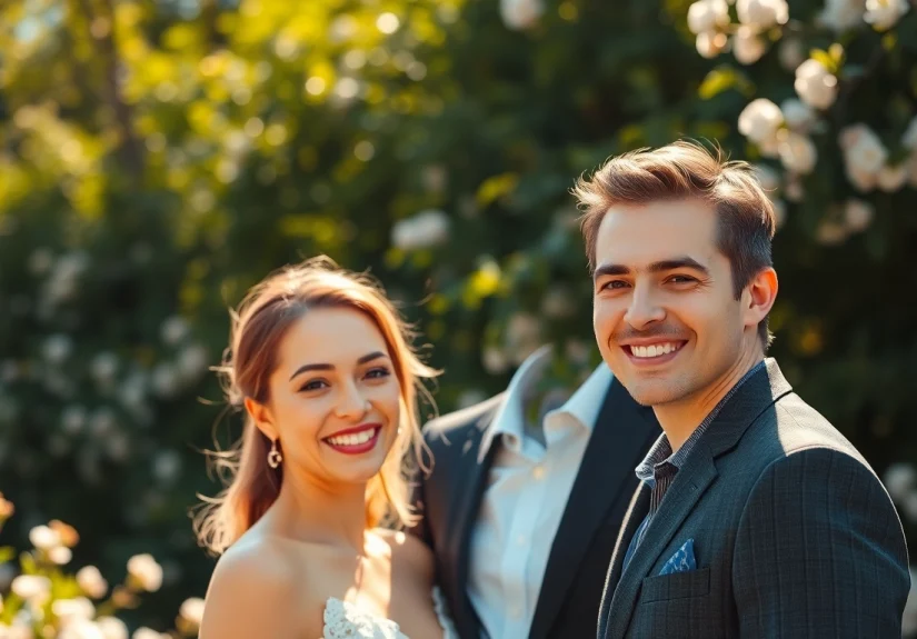 Cherishing a moment in light & airy photography, a couple enjoys a joyful outdoor setting.