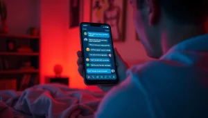 Engaging user experience with an nsfw ai chatbot on a modern device in a cozy setting.