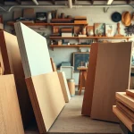 Canvas kopen in een levendige werkplaats met verschillende stoftexturen en kleuren.