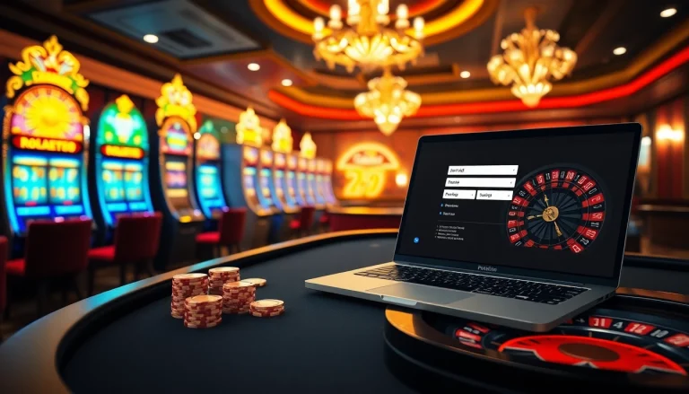 PEN4D login on a modern gambling interface with vibrant slot machines and poker chips.