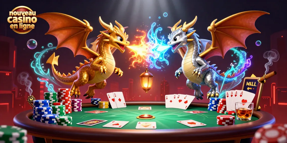 Illustration mettant en scène des dragons et des éléments de jeux pour le nouveau casino en ligne.