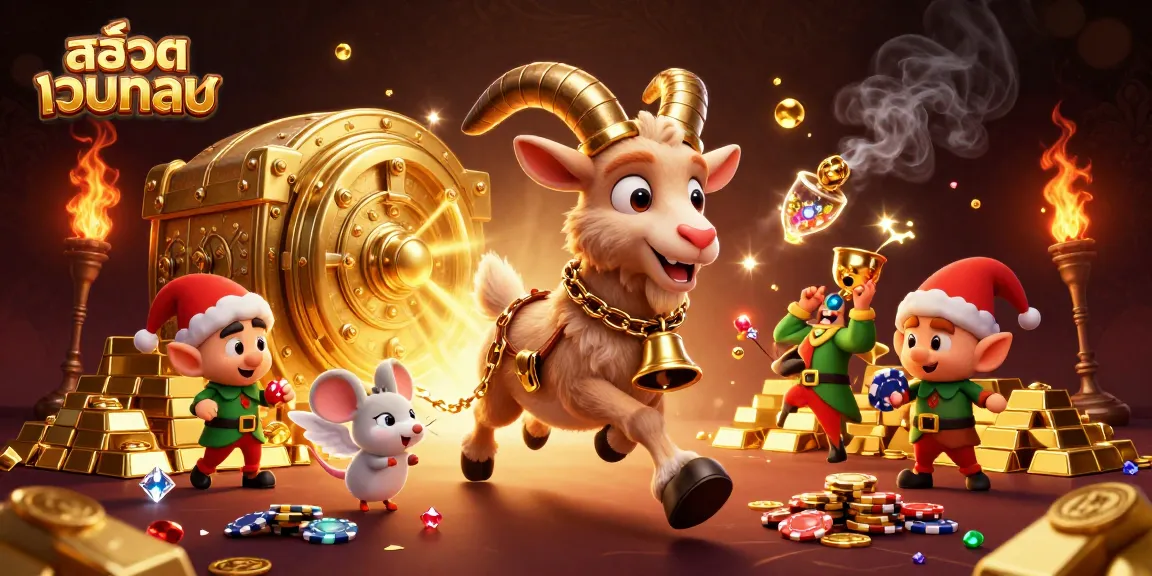 Experience the thrill at สล็อตเว็บตรง with lively characters in a festive 3D casino scene.