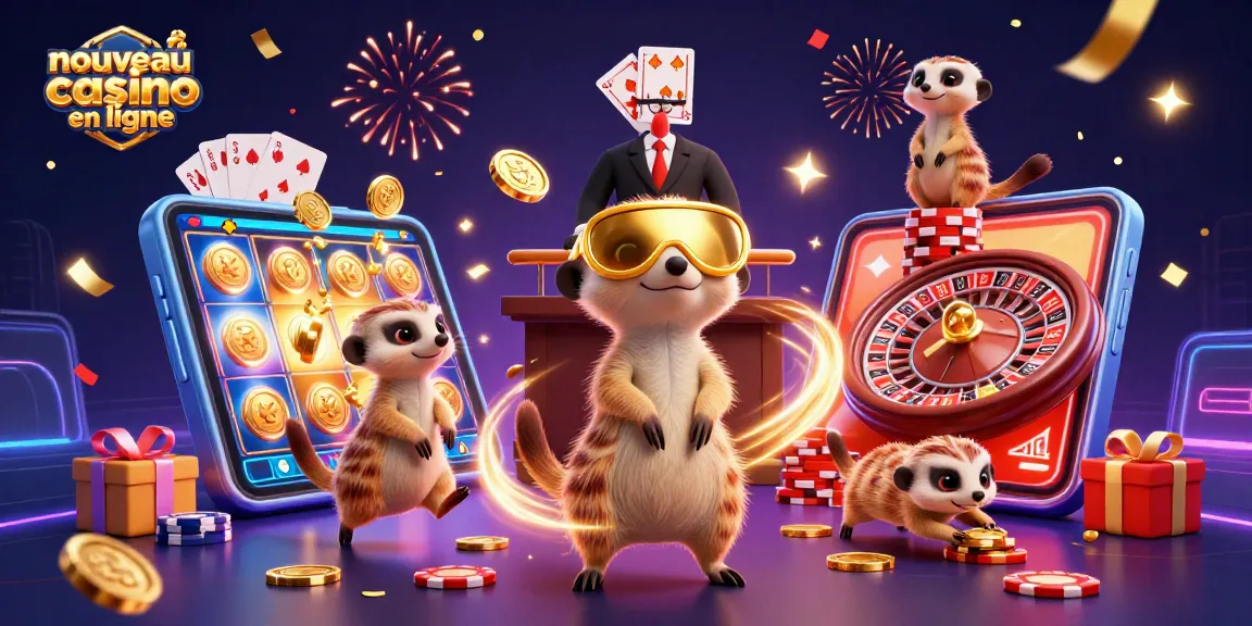 Jouer au nouveau casino en ligne avec des meerkats animés dans une scène festive et dynamique.