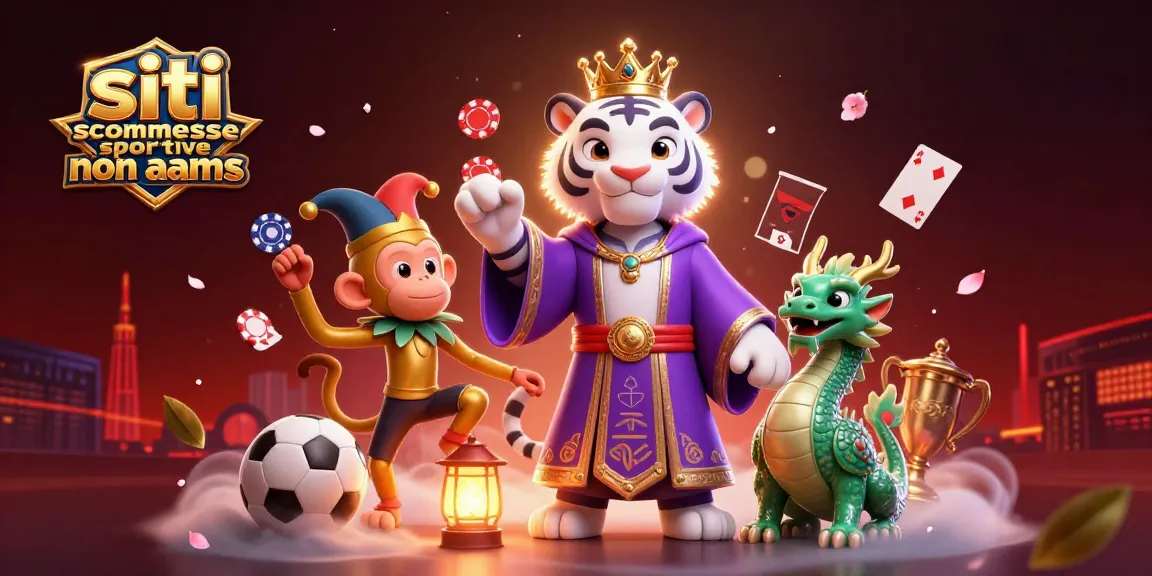 Siti scommesse sportive non AAMS: illustrazione di tigre e scimmia in un vivace panorama di scommesse sportive.