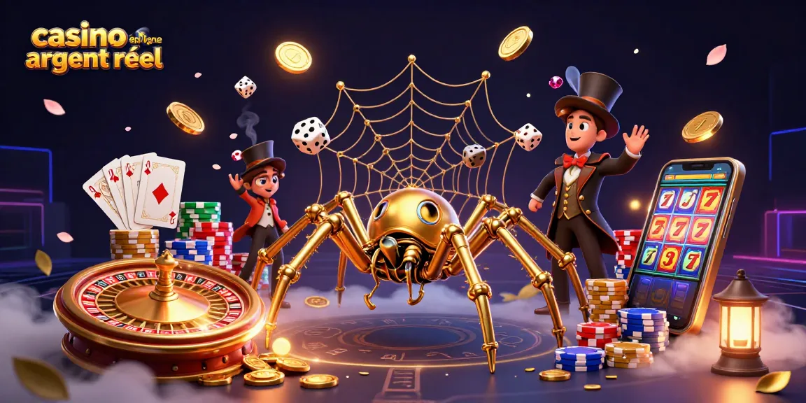 Essayez le casino en ligne argent réel avec une illustration dynamique de jeux de casino riches et variés.