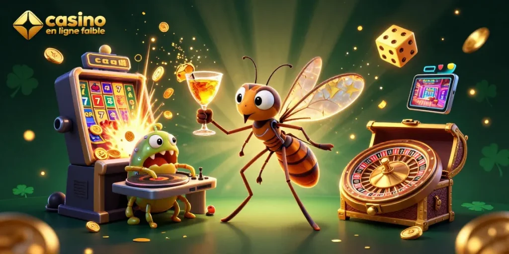 Jouez au casino en ligne fiable avec des machines à sous et des roulettes dorées animées